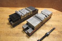 Chick BL4 4" Double Lock Machine Vise (2) with Assorted Soft Jaws and Handle