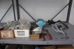 Metal Shelving with Contents:  Hardware and More