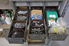 Multi-Bin (12) Storage Cabinet with Fasteners and Hardware