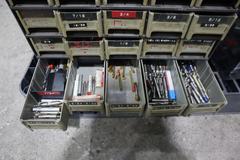 Multi Drawer Organizer with Assorted HSS End Mills Roughing and Finishing