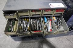 Multi Drawer Organizer with Assorted HSS End Mills Roughing and Finishing