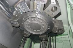 Hyundai Wia LV500R CNC Vertical Turret Lathe, Fanuc 32i, 15" 3-Jaw Chuck, 12-Station Turret, LNS/Turbo Chip Conveyor