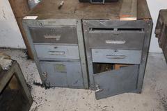 Metal Cabinets (2) 2 drawer, 1 Door with Contents of Welding Items and Brass Scrap
