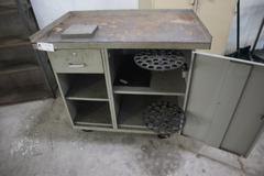 Rolling Steel Workbench with 1 Drawer, Cabinet, Shelves, with (2) 5C Colllet Wheels