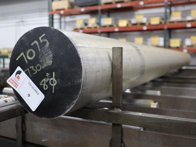 Aluminum 7075-T651 8" Bar X 118" 582Lbs W/ Certification