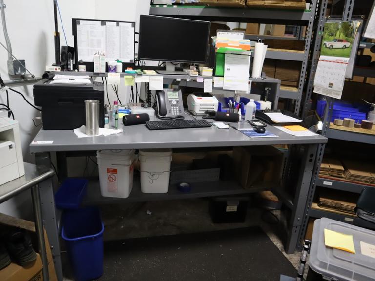 Metal Shipping Desk, Upper and Lower Shelves - NO CONTENTS
