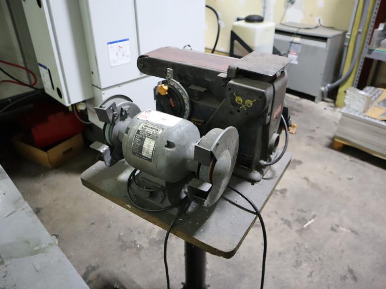 Washington 6" Bench Grinder and Ryobi Combination 6" Belt, 6" Disc Grinder on Stand
