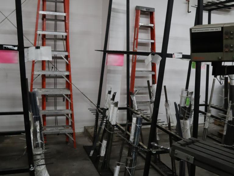 Vertical Material Storage Rack with Contents