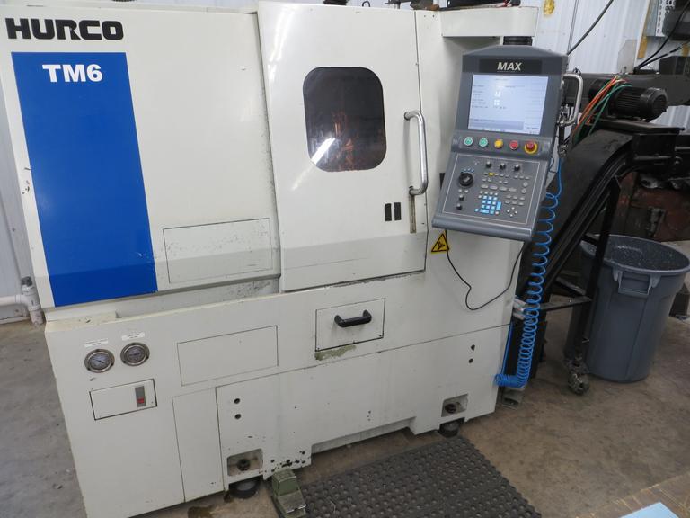 Hurco TM6 CNC Turning Center, MAX CNC Control, 6" 3-Jaw Chuck,  Collet Chucks, Tool Setter, Parts Catcher, Tailstock, Chip Conveyor