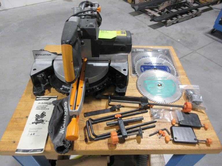 Evolution Rage 3 10" Sliding Miter Saw, with Extra Blades and Accessories