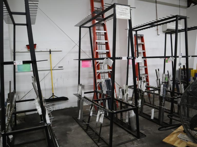 Vertical Material Storage Rack with CONTENTS