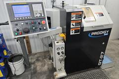 SNK Prodigy GT-27 CNC Gang Tool Lathe, Fanuc Series Oi Control,  C-Axis Programmable Spindle with Penumatic Driven Live Tools, Barfeeder, and Additional Tooling!