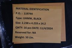 UHMW Black 2.238" x 4.233" x 14.2" with Certifications