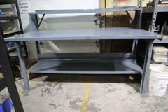 Metal Work Bench, Upper Shelf, Lower Shelf