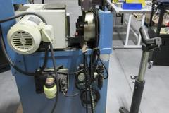 J.F. Berns Chamfering Machine - 3″ Round Cap, 2 HP, Air/Manual Chuck, 9.5" 3-Jaw Chuck W/ Adjustable Height Roller Stand