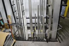 Vertical Metal Material Rack with Contents 