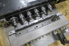 Beere Precision Products 6-360 6-Spindle 5C Collet Rotary Fixture with Haas Brushless Motor and Cables Mounted to 22" x 20.5" Plate