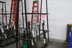 Vertical Material Storage Rack with Contents