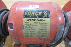 Force International Double End 6" Bench Grinder, 1/2" Diameter Shaft