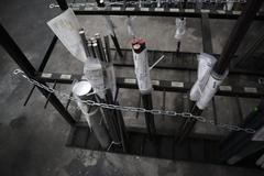 Vertical Material Storage Rack with CONTENTS