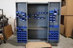 Global Heavy-Duty Steel 2-Door Dark Grey Cabinet w/ Bins