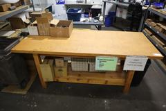 Haevy Wood Table with Lower Shelf 80" x 32" x 34" -NO CONTENTS