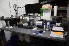 Metal Shipping Desk, Upper and Lower Shelves - NO CONTENTS