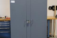 Global Heavy-Duty Steel 2-Door Dark Grey Cabinet w/ Bins