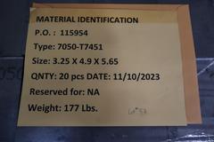 Aluminum 7050-T7451 3.25" x 4.9" x 5.65"  with Certifications
