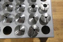 5C Collets (29pcs), Mostly Hardinge in 36 Collet Metal Organizer Rack