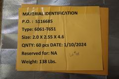 Aluminum 6061-T651 2.0" x 2.55" x 4.6" (60) with Certifications