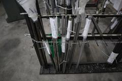 Vertical Material Storage Rack with Contents