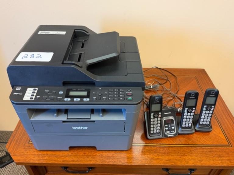 Brother MFC-L2717DW Wireless Black-and-White All-in-One Laser Printer and Panasonic Cordless Phone Set