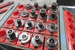 Lista Rolling Tool Cart with Adjustable Shelves, 55 CAT50 Tool Pockets and (16) CAT 50 CAPTO C4-C6 Tool Holders