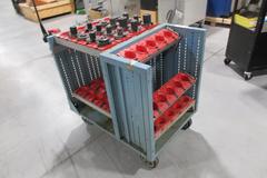 Lista Rolling Tool Cart with Adjustable Shelves, 55 CAT50 Tool Pockets and (16) CAT 50 CAPTO C4-C6 Tool Holders