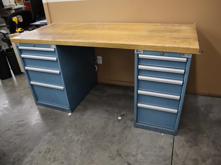Lista Cabinet Base Work Bench, Maple Top, 9 Drawers - Contents: Assorted Milling Cutters - Some Carbide
