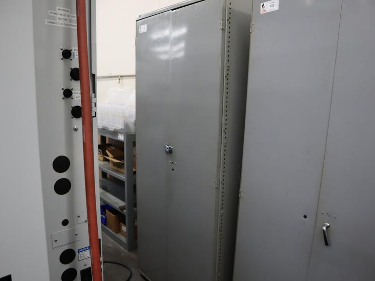 Metal Cabinet, 2 Door, 4 Adjustable Shelves with 3 Angle Plates and Contents