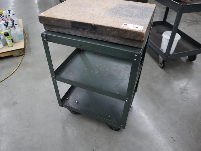 Starrett Granite Surface Plate, Pink, 2-Ledge, with Stand - 24"  18" x 4"