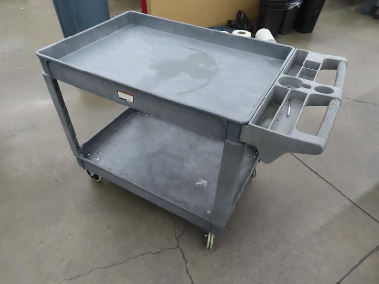 Rolling Cart Portable on Casters w Tray and Cup Holders