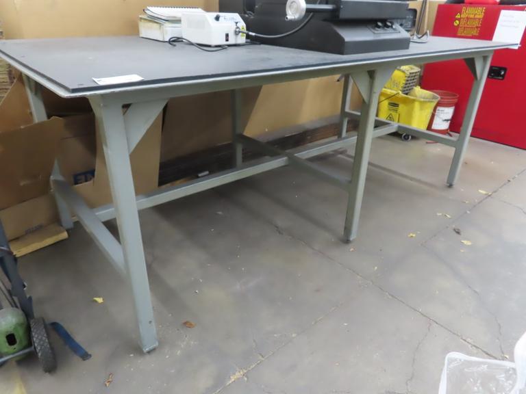 Heavy Duty Steel Table w Plastic Surface - NO CONTENTS