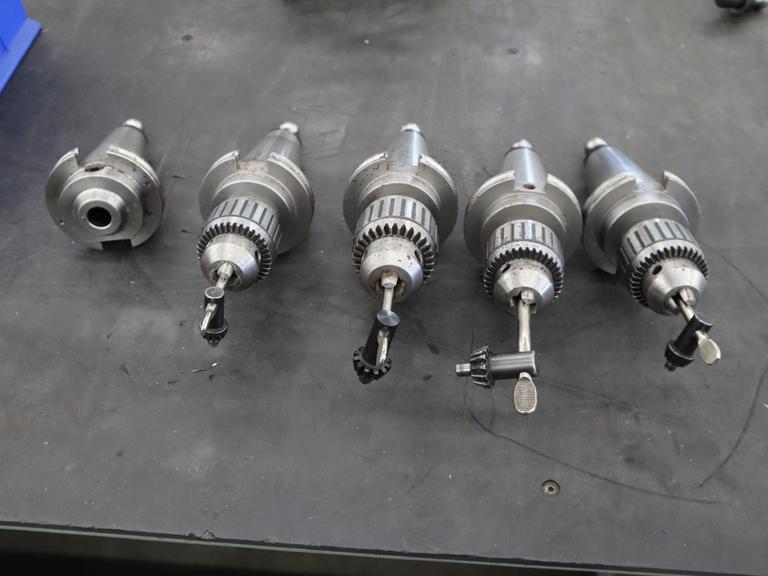 CT50 Taper Tool Holders: (4) w Jacobs Drill Chucks, (1) End Mill Holder, Haas Retention Knobs