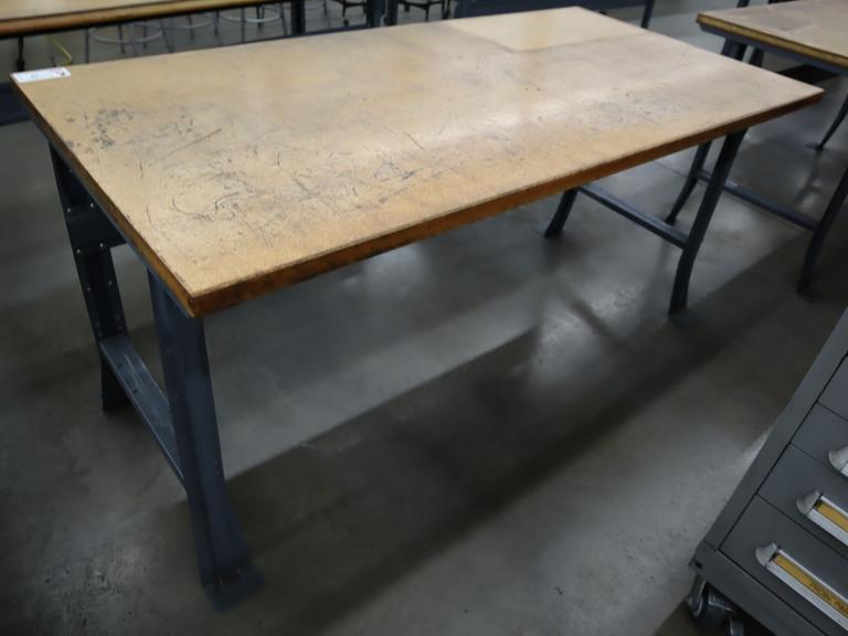 Work Bench, Wood Top, Metal Legs