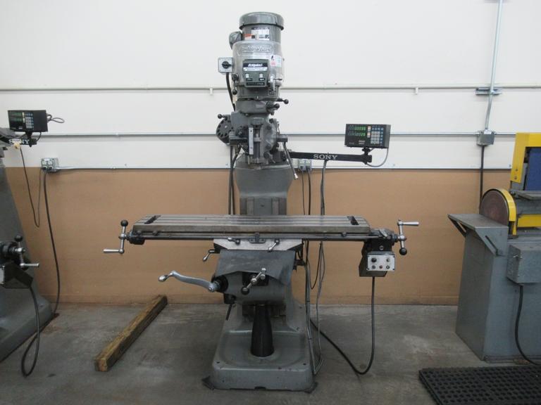 Bridgeport Series I-2HP Vertical Knee Mill, Sony Millman 2-Axis DRO, 9"x 48" Table, X-Axis Power Feed, Power Quill Feed, Chrome Ways
