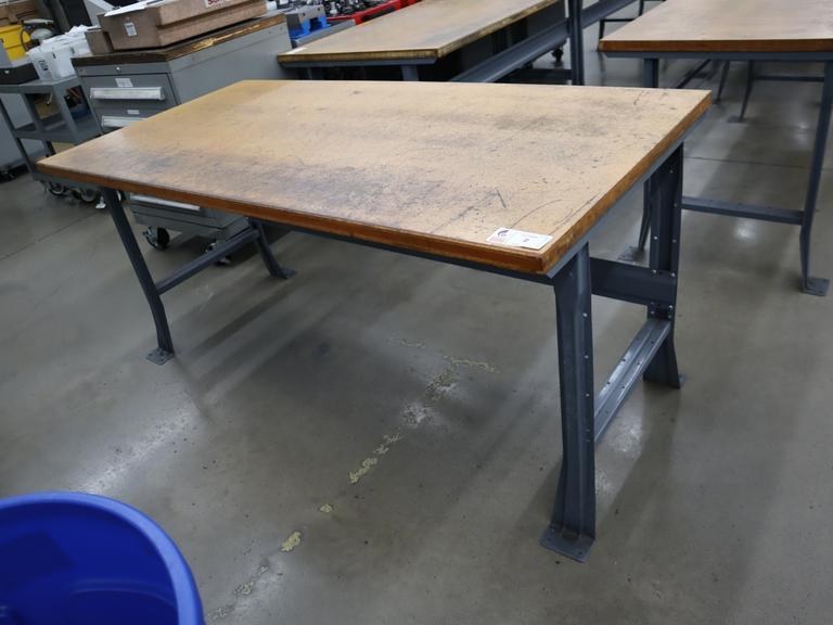 Work Bench, Wood Top, Metal Legs