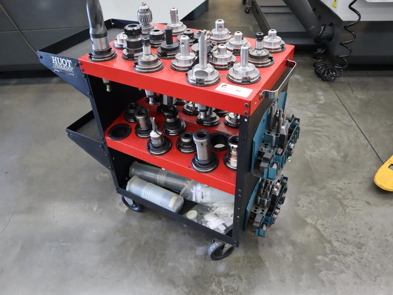 Huot 50 Taper Tool Cart with CT50 Tool Holders, Haas Retention Knobs, Step Clamps