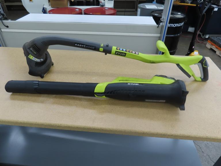 Ryobi Easy Edge 18 V Cordless Trimmer And Ryobi Cordless Floor Sweeper w Battery & Charger