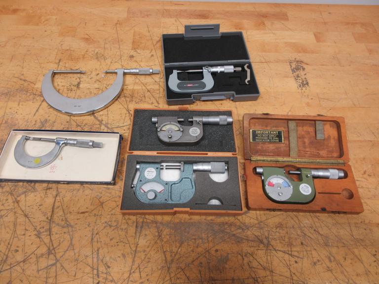 Micrometers, Assorted Brands and Types, Mitutoyo & Etalon 0-1" Pressure Mics, Scherr Tumico 0-1" & 2.5-3.5" Blade, SPI 0-1" Point Micrometer
