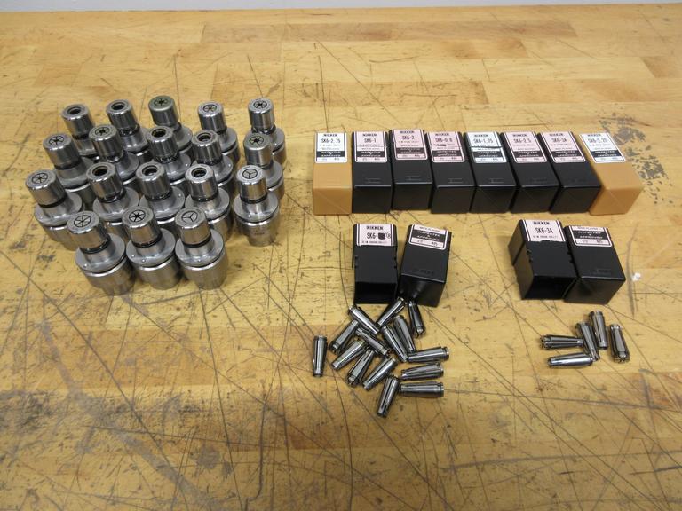 Nikken HSK32E Slim Chuck SK6 Tool Holders (18 pcs) with Various Size SK6 Collets