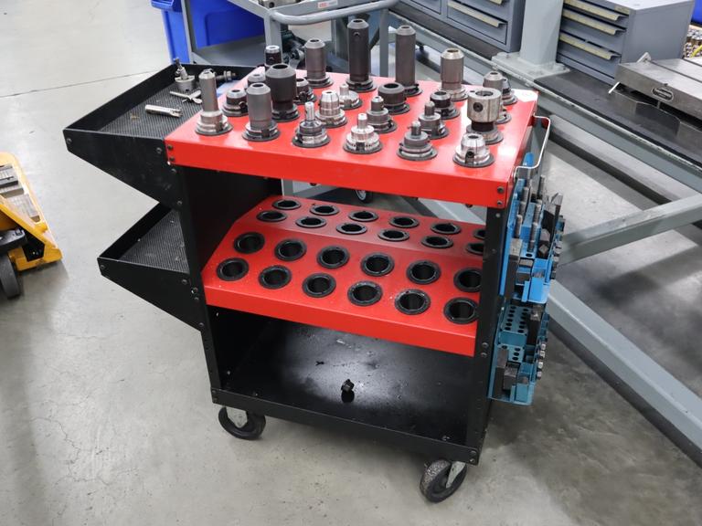 Huot 40 Taper Tool Scoot with (24) CT40 Tool Holders, Step Clamps