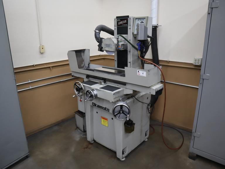 Okamoto Linear 618 Hand Feed Surface Grinder, 6" x 18", Heidenhain 2-Axis DRO, EM Chuck, Coolant